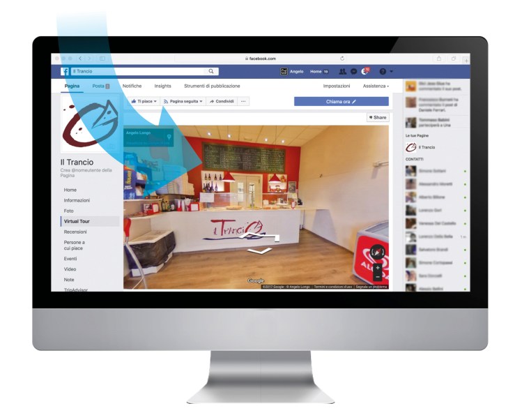 il Trancio, Virtual Tour su Facebook + schermo e freccia